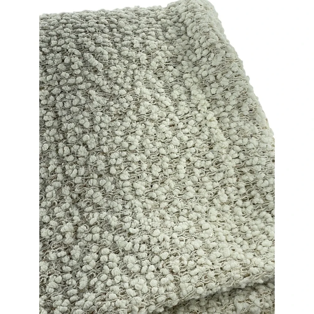 Ivory Boucle Knit Throw‎ Blanket Neutral Textured Woven Cozy Chic 45x45 bling